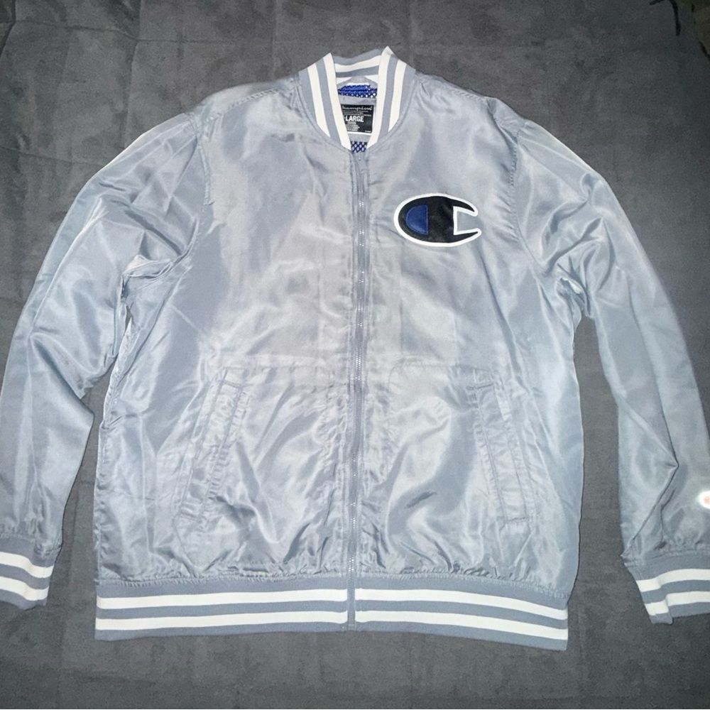 Champion Men's Silver Varsity Lightweight Jacket size XL